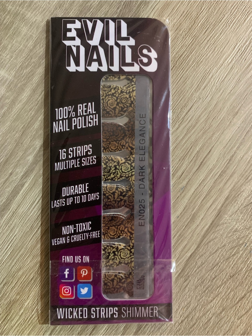 Evil Nails Wicked Strips Shimmer - Dark Elegance Gold & Black Nail Strips